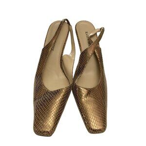 Karen Scott Womens size 6M Snakeskin Pattern Leather Slingback Heels